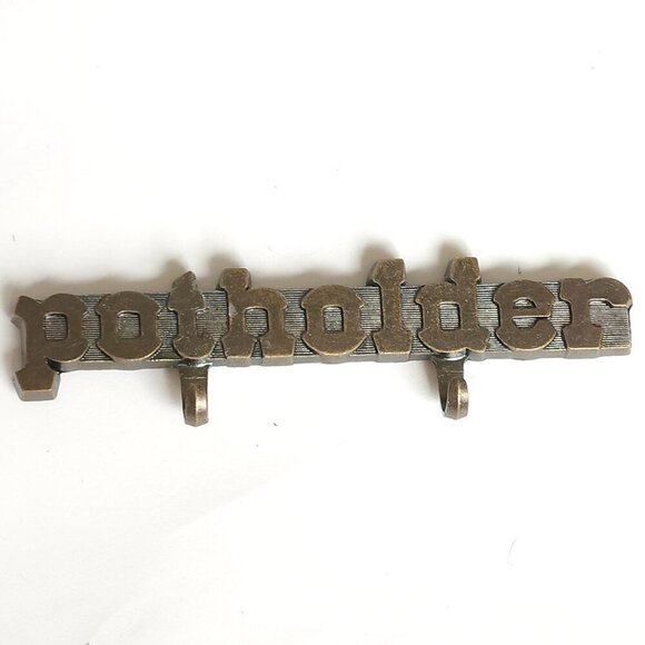 VINTAGE "Potholder" magnetic wall hanging kitchen storage holder Brass Pot - Picture 1 of 2